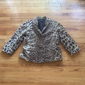 Talbots Petites Animal Print 100% Cotton Blazer